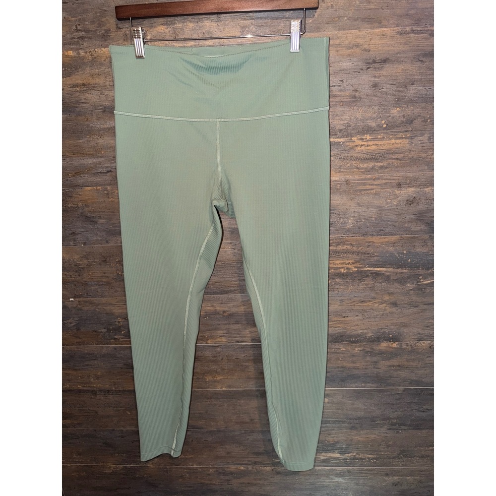 Lululemon Ribbed High Rise Leggings Sage Green Size 12 LW5GN4S